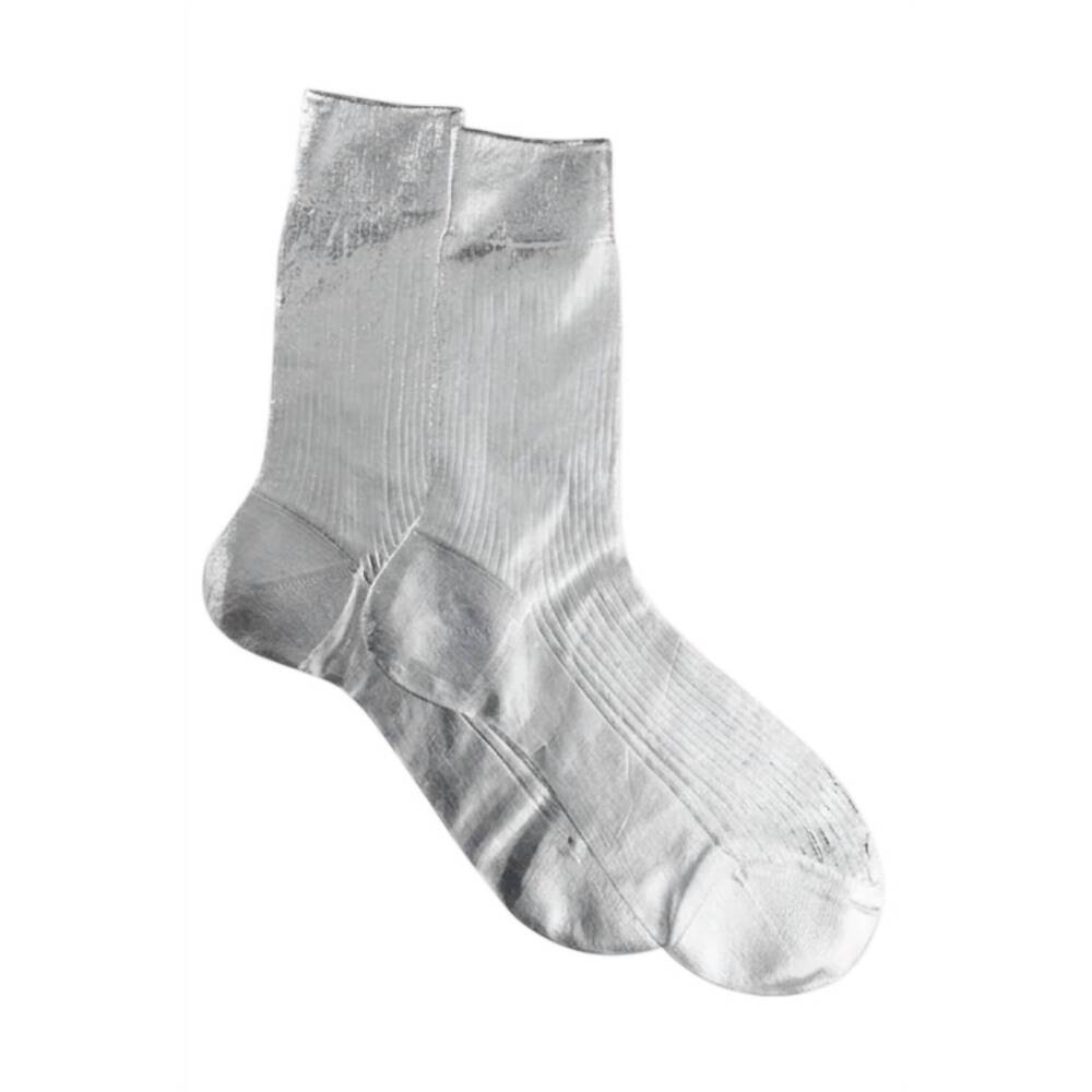 NEW MARIA LA ROSA women's laminated one socks in silver